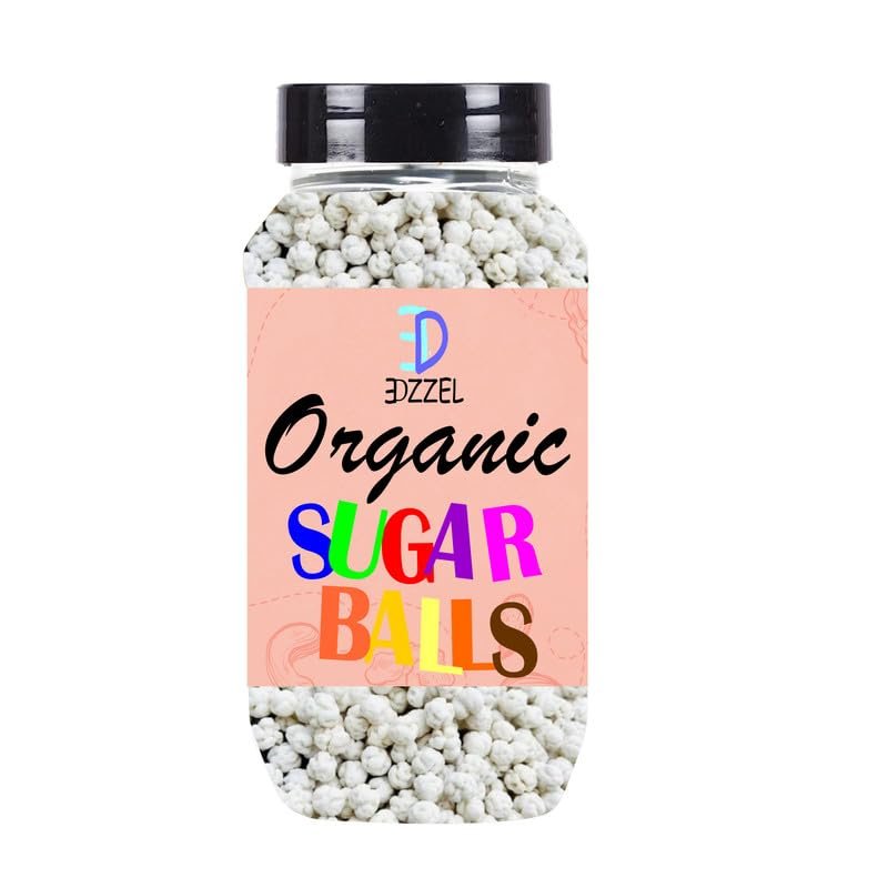 EDZZEL Organic Sugar Balls Traditional Premium Quality Hygienically Packed | Vegan | Gluten Friendly | NON-GMO | Indian Origin (Pack of 1) 400 Gm
