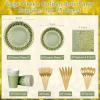 175pcs Sage Green Paper Plates and Napkins Set, Disposable Sage Green and Gold Polka Dot Party Plates Cups For Baby Shower Birthday Wedding Party Supplies and Decorations, Serve 25 view 2