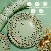 175pcs Sage Green Paper Plates and Napkins Set, Disposable Sage Green and Gold Polka Dot Party Plates Cups For Baby Shower Birthday Wedding Party Supplies and Decorations, Serve 25 view 3