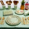 175pcs Sage Green Paper Plates and Napkins Set, Disposable Sage Green and Gold Polka Dot Party Plates Cups For Baby Shower Birthday Wedding Party Supplies and Decorations, Serve 25 view 4