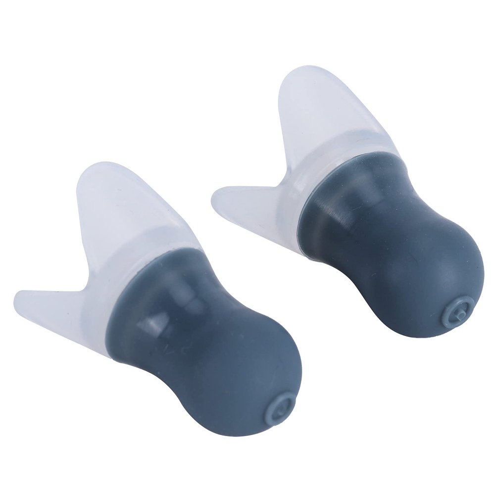 2Pcs Noise Reduction Silicone Ear Plugs for Swimming Sleeping Flying Spa, Soft Texture, Long Term Wear, Suitable for Swimmers and Bathers (Gray Large +pp Box)