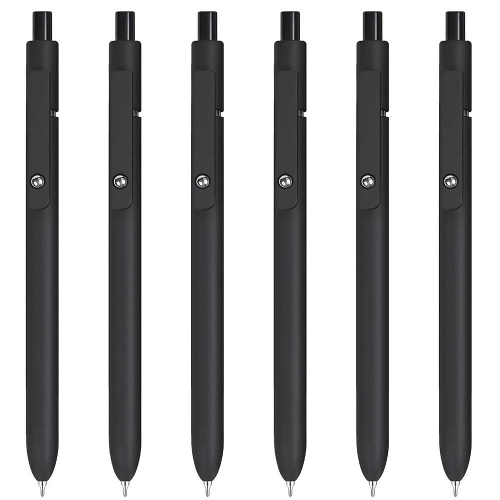Gel Pens, 6PCS 0.5mm Black Ink Fine Point Pens With Smooth Writing, Office Supplies, Anniversary Birthday Gifts for Men Women, Quick Dry Pen For Journaling, Nurse Aesthetic Pen (Elegant Black)