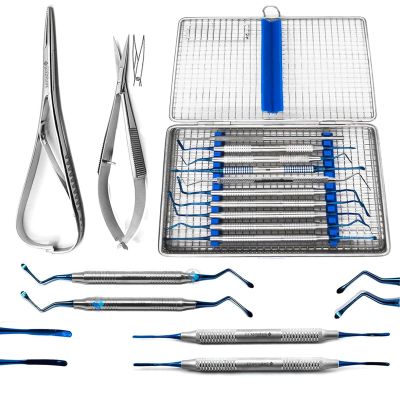 Advance Mauri Gum Tunneling Implant Instruments Sinus Lift Periosteal Elevators, Lucas Curettes, Forceps, Needle Holder Set