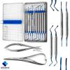 Advance Mauri Gum Tunneling Implant Instruments Sinus Lift Periosteal Elevators, Lucas Curettes, Forceps, Needle Holder Set view 3