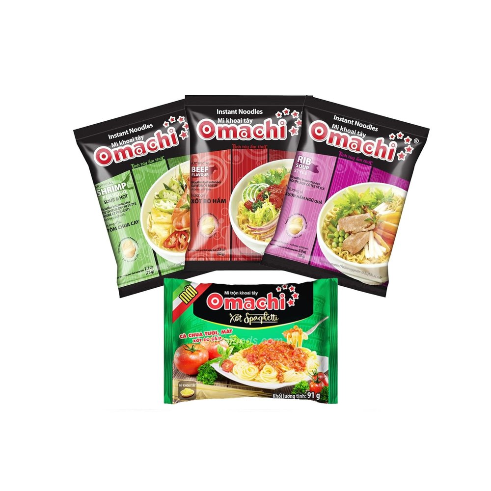 Generic FRKRUS Vietnam Noodle Golden Potato Noodles 4 Flavors Combination - Made with Natural Ingredients (Beef/Pork Rib/Shrimp/Spaghetti) (4 Flavor Tiral(1/1/1/1))