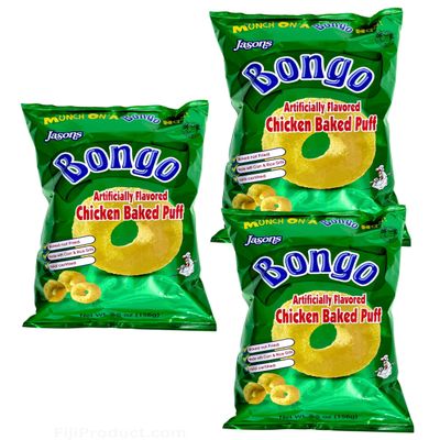 Bongo Chicken Flavored Baked Puffs Snacks (Pack Of 3 x 156g Ea) Pacific Islanders All-time Favorite Snacks ... Jasons Bongo
