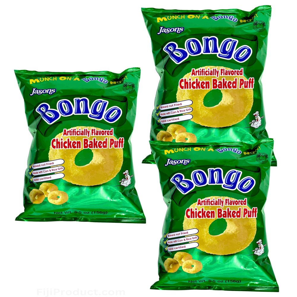Bongo Chicken Flavored Baked Puffs Snacks (Pack Of 3 x 156g Ea) Pacific Islanders All-time Favorite Snacks ... Jasons Bongo