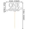 24 PCS Onederful Cupake Toppers Glitter First Birthday Miss Onederful Cupcake Picks Gender Reveal Cupcake Decorations for Baby Shower Kids 1st Birthday Party Cake Decorations Supplies Silver view 2