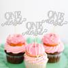 24 PCS Onederful Cupake Toppers Glitter First Birthday Miss Onederful Cupcake Picks Gender Reveal Cupcake Decorations for Baby Shower Kids 1st Birthday Party Cake Decorations Supplies Silver view 4