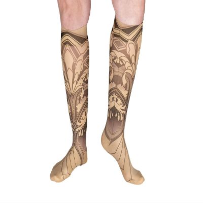 Lymphedivas Gatsby Beige Medical Graduated Compression Sock Pair 20-30mmHg (Long Closed-Toe Large)