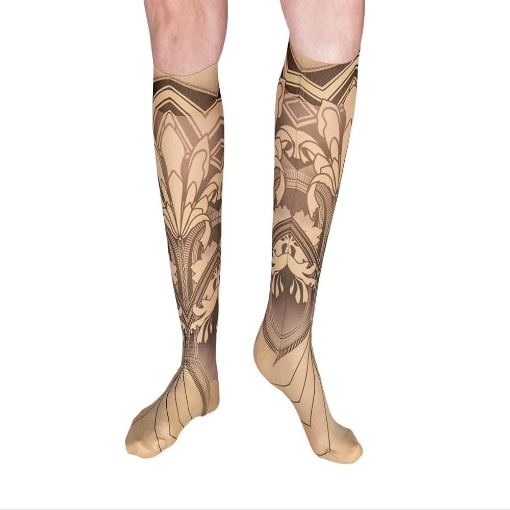 Lymphedivas Gatsby Beige Medical Graduated Compression Sock Pair 20-30mmHg (Long Closed-Toe Large)