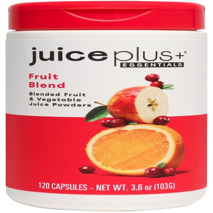 JuicePlus+ Fruit Blend: Plant-Based Whole Food Supplement with Apple, Peach, Cranberry, & More! - Vegan, Gluten-Free, Non-GMO, Kosher - Packed with Plant-Based Vitamins - 1 Bottle (60 Servings)