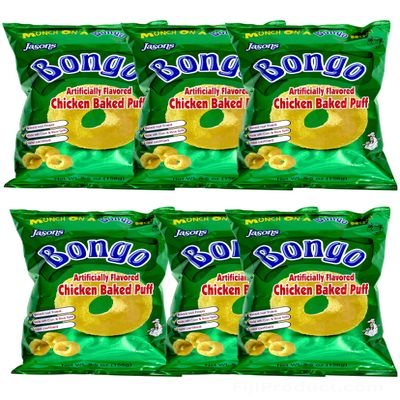 Jasons Bongo - Chicken Flavor Snacks (Value Pack Of 6 x 156g Ea) Baked Puffs ... From FIJI Islands