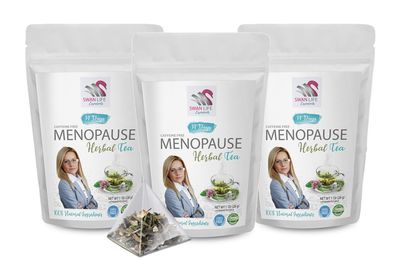 menopause tea with red clover - menopause relief for women - MENOPAUSE HERBAL TEA 42 DAYS - menstrual cramps tea, night sweats relief tea for women, menopause tea with licorice root, ginko leaf tea