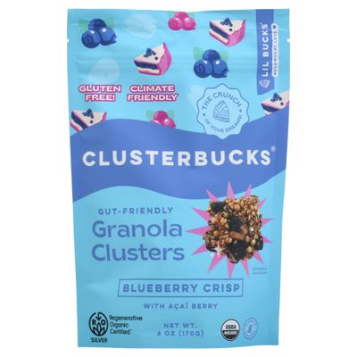 Clusterbucks Superfood Clusters  Grain-Free, Keto-Friendly Granola with Regeneratively Grown Sprouted Buckwheat Gluten-Free, Low-Carb, Organic Healthy Snack (6 Ounce (Pack of 6), Blueberry Crisp)