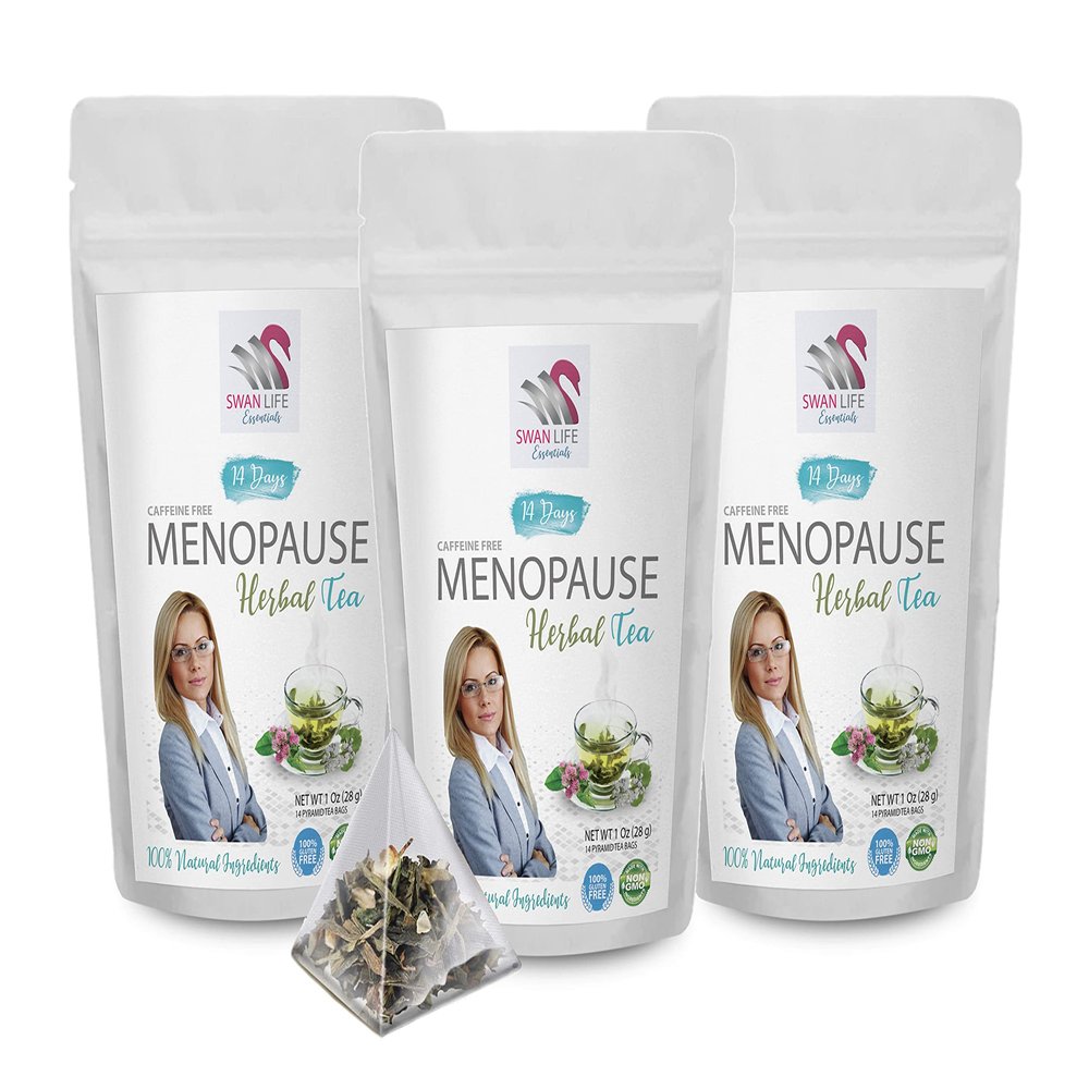 menopause tea with red clover - menopause relief for women - MENOPAUSE HERBAL TEA 42 DAYS - herbal balance for women, night sweats relief tea for women, menopause tea with cinnamon, ginko leaf tea