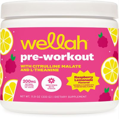 Wellah Get-Going Pre-Workout Drink Mix (Raspberry Lemonade Flavored, 30 Servings) - with Citrulline Malate and L-Theanine, 200mg of Natural Caffeine & 1000mg of Beta-Alanine