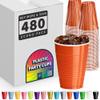 DecorRack 480 Party Cups 12 oz Disposable Plastic Cups for Birthday Party Bachelorette Camping Indoor Outdoor Events Beverage Drinking Cups (Orange, 480) view 1