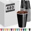 DecorRack 480 Party Cups 12 oz Disposable Plastic Cups for Birthday Party Bachelorette Camping Indoor Outdoor Events Beverage Drinking Cups (Black, 480) view 1