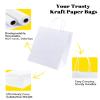 BAG BOX 100 Pack 8.25x4.3x10.6 Inch White Gift Bags with Handles,Bulk Kraft Paper Bags for Shopping, Retail, Merchandise, Wedding, Party Favors, Paper Grocery Sacks view 3