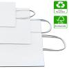 BAG BOX 100 Pack 8.25x4.3x10.6 Inch White Gift Bags with Handles,Bulk Kraft Paper Bags for Shopping, Retail, Merchandise, Wedding, Party Favors, Paper Grocery Sacks view 4