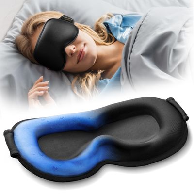 3D Weighted Cooling Gel Eye Mask  6oz Weighted Eye Mask for Sleeping, 100% Blackout Gentle Pressure Sleep Mask, Ice Cold Gel, Migraine & Headache Relief, Eye Care, Eye Cover Blindfold for Women Men