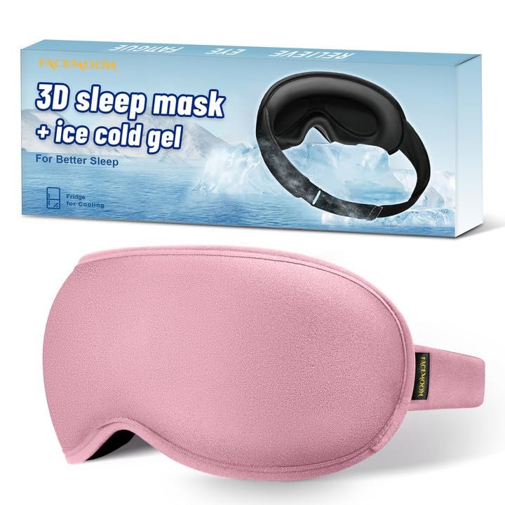 3D Blackout Cooling Gel Eye Mask: 6oz Weighted Cold Compress, Deep Relaxation & Meditation Mask for Women, Nurse Night Shift Recovery, Headache & Stress Cooling Comfort, Gift Ready, Pink