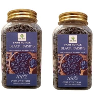 Farm Royale Black Raisins -1+1 Combo||(250gm & 250gm)||100% Pure and Natural||Shudh||Handpicked Material||Export quality