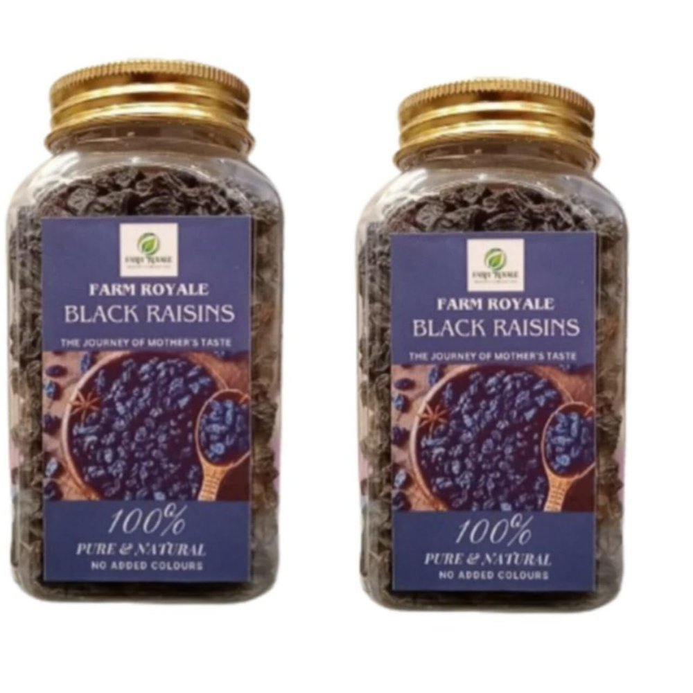 Farm Royale Black Raisins -1+1 Combo||(250gm & 250gm)||100% Pure and Natural||Shudh||Handpicked Material||Export quality