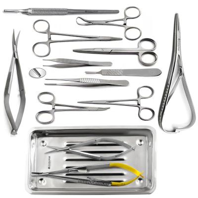 14-Piece Feline Spay Surgery Kit: Essential Tools for Neutering and Ovary Removal in Small Animals - Veterinary Instrument Set