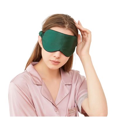 100% Mulberry Silk Sleep Mask for Women/Men Airplane Travel, Pure 22 Momme Silk Eye Mask Blackout for Sleeping, Ajustable, Luxury, Anti Wrinkle, Anti Aging Silk Blindfold, Made in USA (Emerald Green)