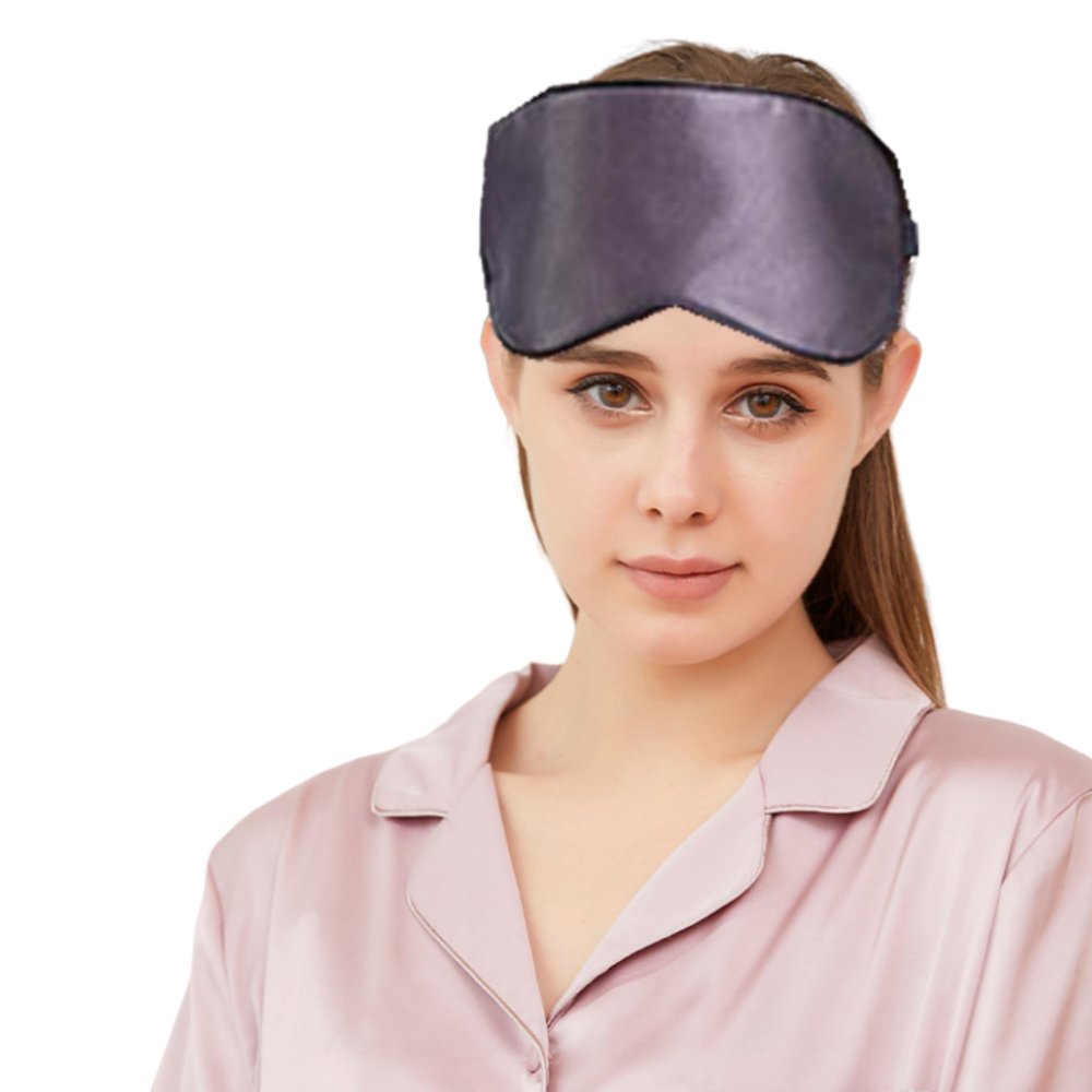 100% Mulberry Silk Sleep Mask for Women/Men Airplane Travel, Pure 22 Momme Silk Eye Mask Blackout for Sleeping, Ajustable, Luxury, Anti Wrinkle, Anti Aging Silk Blindfold, Made in USA (Slate Gray)
