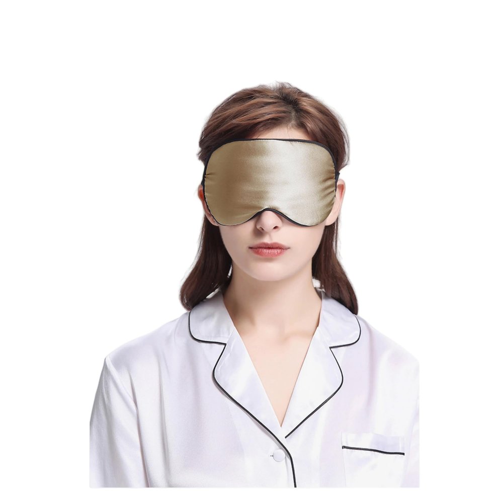 100% Mulberry Silk Sleep Mask for Women/Men Airplane Travel, Pure 22 Momme Silk Eye Mask Blackout for Sleeping, Ajustable, Luxury, Anti Wrinkle, Anti Aging Silk Blindfold, Made in USA (Taupe)