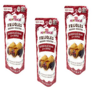 HEB HEB Mi Tienda Frijoles Microwavable Refried Black Beans with Chipotle Flavor 7oz - 3 bags