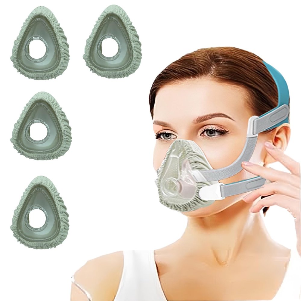 4 Pack CPAP' Mask Liners, Covers for Seal CPAP' Mask Cushion Comfort Silky CPAP' Mask Covers One Size Compatible with Most Full Face CPAP' Masks,Improve The Comfort of Wearing The Mask (Grey)