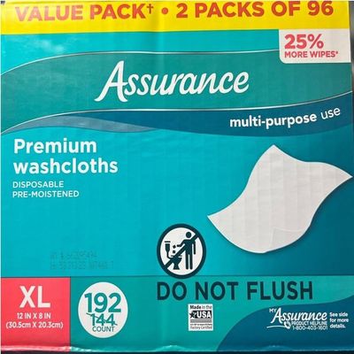 NineLife Basics Assurance Premium Washcloths, XL (96 Count)(2pack), White