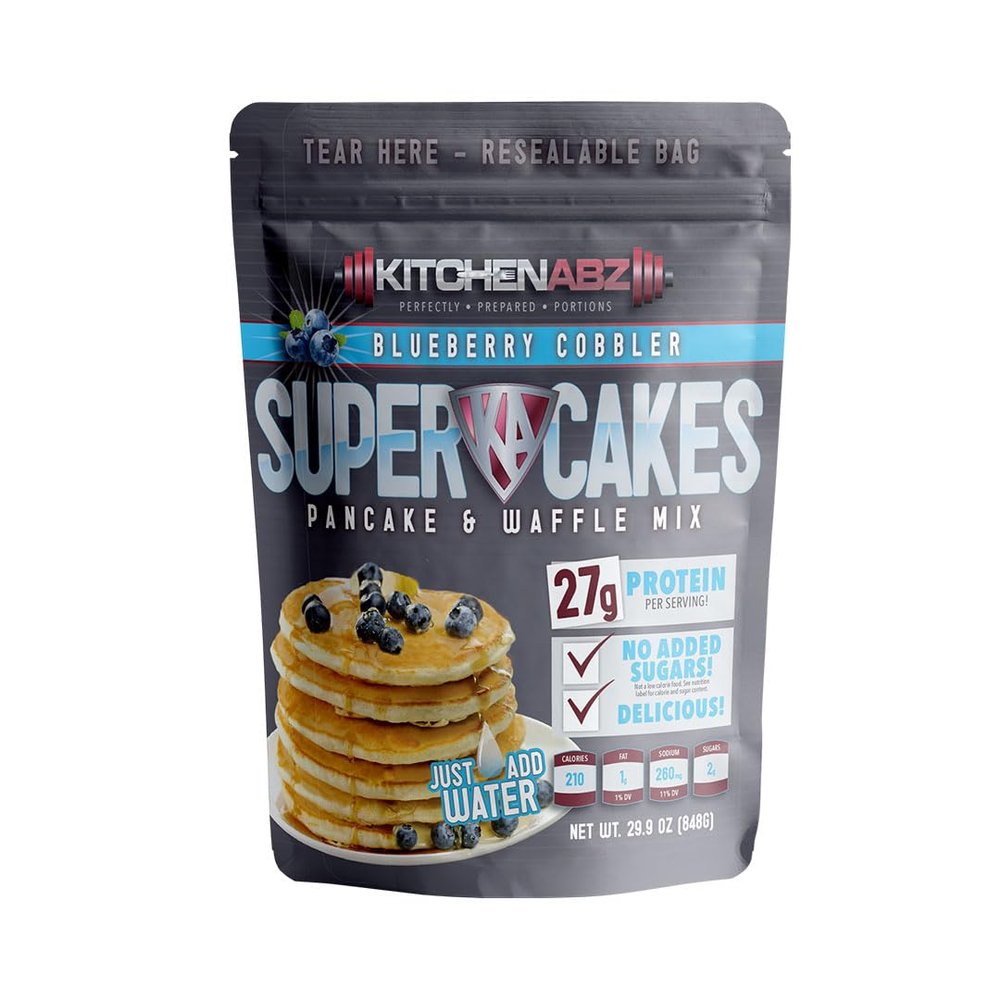Blueberry Cobbler Super Cakes, High Protein Pancake Mix, Healthy Protein Pancakes for a Nutritious Breakfast, High Protein Breakfast Pancake Mix - 29 Oz