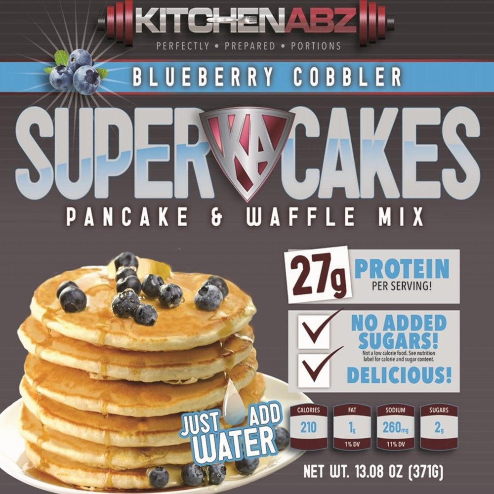 Blueberry Cobbler Super Cakes, High Protein Pancake Mix, Healthy Protein Pancakes for a Nutritious Breakfast, High Protein Breakfast Pancake Mix - 13.08 Oz