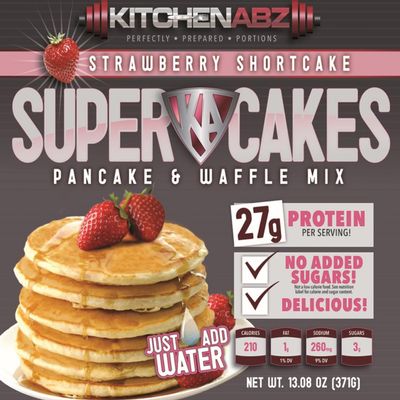 Strawberry Shortcake Super Cakes, High Protein Pancake Mix, Healthy Protein Pancakes for a Nutritious Breakfast, High Protein Breakfast Pancake Mix - 13.08 oz.