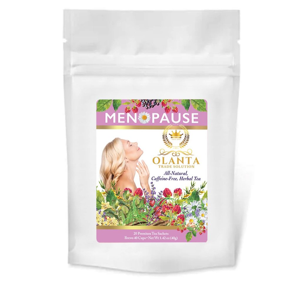 MENOPAUSE Tea Premium All Natural - Menopause comfort blend, Ashwagandha, Hot flash relief, Lemongrass, Rooibos, Elderberries, Orange Peel, Eleuthero Root - 20 Premium Tea Sachets