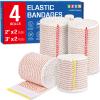 AZEN Premium 4 Pack Elastic Bandage Wrap (2x2", 2x3"), Compression Wrap Bandage for Legs, Ankle, Knee, Tummy, Body, Latex-Free, Lymphedema Wraps for Legs view 1