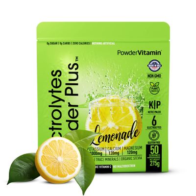 Electrolytes Powder Plus (50 Servings), 0 Calorie Keto, 0 Sugar, No Maltodextrin,1000mg Potassium,120mg Calcium,120mg Magnesium, Hydration Powder (50 Servings, Lemonade)