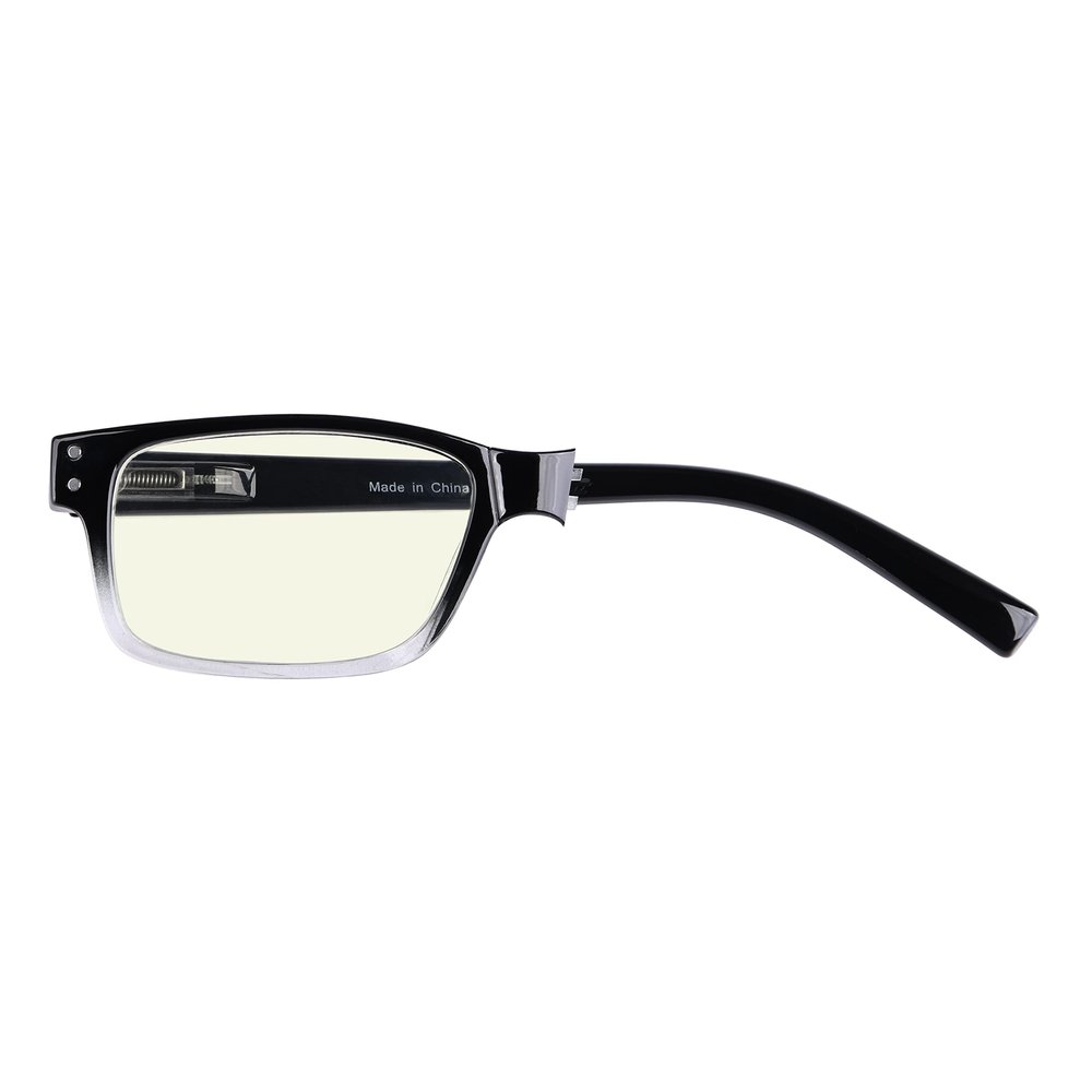 Computer Blue Light Blocking Reading Glasses - Black Clear-Left Eye +2.00