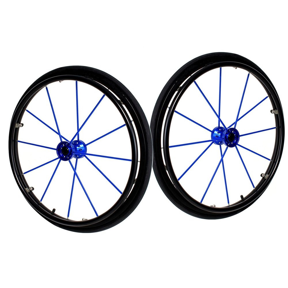 24inch Sports Wheelchair Rear Wheels, Inflatable Wheelchair Wheel Replacement, with Aluminum Hub and 127mm1/2" Bearing (Color : Blue, Size : 60cm(24in))