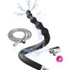 JIELUO Shower Enema Douche Nozzles , 4 Holes Water Spray Comfortable Silicone Nozzles Enema Attachment, Reusable Shower Enema Hose with on/off control valve and shower hose, Black view 1