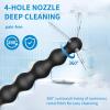 JIELUO Shower Enema Douche Nozzles , 4 Holes Water Spray Comfortable Silicone Nozzles Enema Attachment, Reusable Shower Enema Hose with on/off control valve and shower hose, Black view 4
