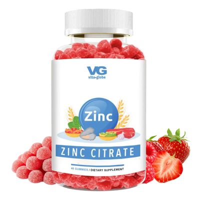 VITA GLOBE Zinc Citrate Gummy Vitamins 50mg - Supports Healthy Skin and Immune Booster, 48 Count (Pack of 1)
