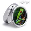 Pill Box 3 Compartment Round Pill Organizer Small Pill Case for Travel Red Eyed Tree Frog Daily Metal Pill Container Portable Medicine Organizer for Vitamins Supplement Purse Pocket view 2