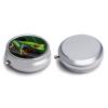 Pill Box 3 Compartment Round Pill Organizer Small Pill Case for Travel Red Eyed Tree Frog Daily Metal Pill Container Portable Medicine Organizer for Vitamins Supplement Purse Pocket view 3