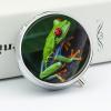 Pill Box 3 Compartment Round Pill Organizer Small Pill Case for Travel Red Eyed Tree Frog Daily Metal Pill Container Portable Medicine Organizer for Vitamins Supplement Purse Pocket view 4